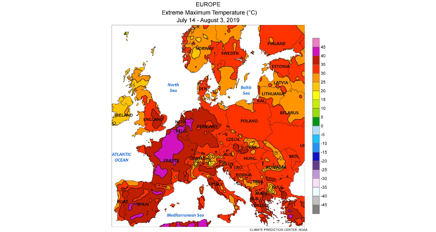 Maximaltemperaturen Europa